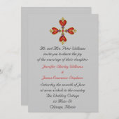 Gemstone Heart Cross Wedding Invitation Kaart (Voorkant / Achterkant)