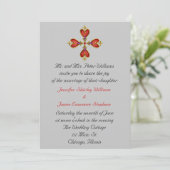 Gemstone Heart Cross Wedding Invitation Kaart (Staand voorkant)