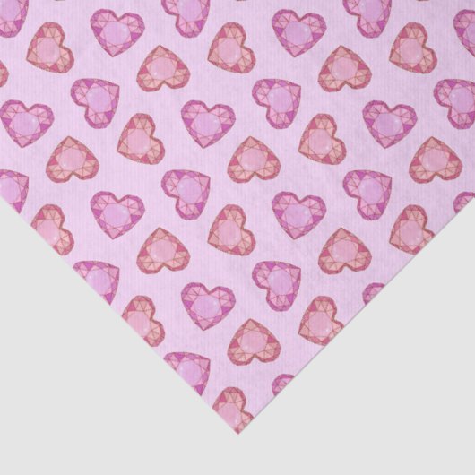Gemstone Hearts Cute Pink Valentines Day Tissuepapier (Detail)