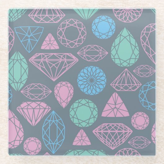 Gemstone Icon Pattern Glazen Onderzetter (Voorkant)
