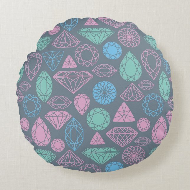 Gemstone Icon Pattern Rond Kussen (Voorkant)