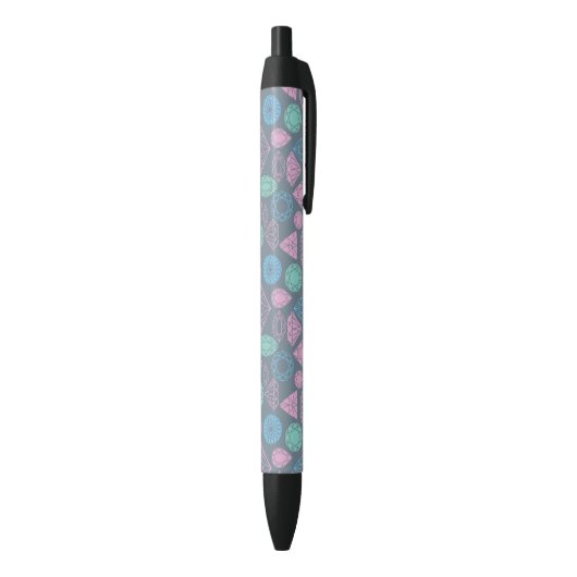 Gemstone Icon Pattern Zwarte Inkt Pen (Achterkant (Verticaal))