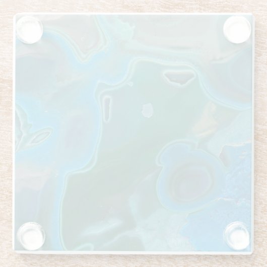 Gemstone Marged Blue Green Swirl Pattern Gem Glazen Onderzetter (Achterkant)
