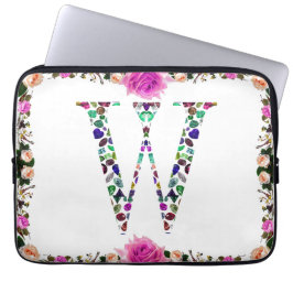 Gemstone Monogram Letter W Laptop Sleeve