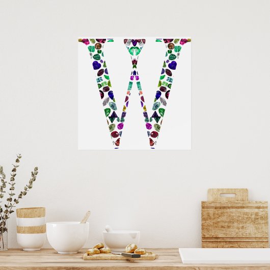 Gemstone Monogram Letter W Poster (Keuken)
