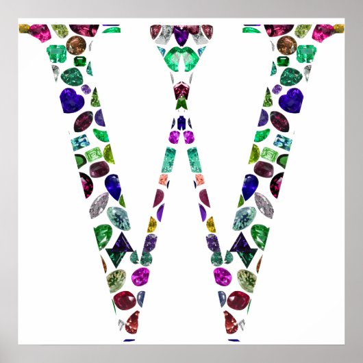 Gemstone Monogram Letter W Poster (Voorkant)