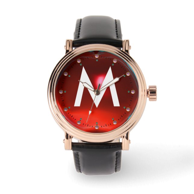 GEMSTONE MONOGRAM, PRINED RED RUBY HORLOGE (Voorkant)