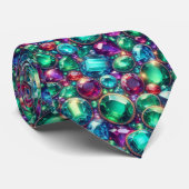Gemstone Neck Tie | Jewel Tone Colors Stropdas (Opgerold)