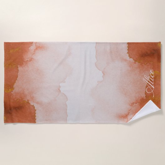 Gemstone oranje goudmonogram Beach Towel Strandlaken (Voorkant)