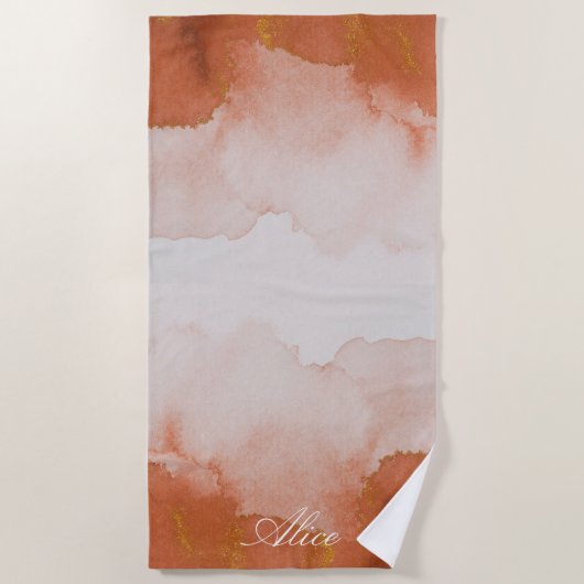 Gemstone oranje goudmonogram Beach Towel Strandlaken (Voorkant)