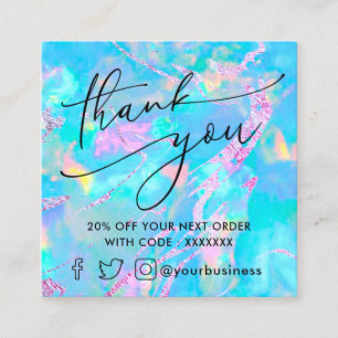 gemstone pastel blauw opal dank  vierkante visitekaartje