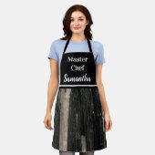 Gemstone Photo Black White Stripe Master Chef Schort (Gedragen)