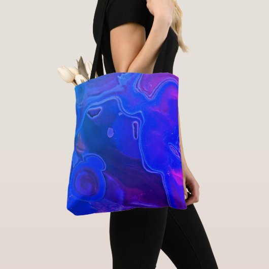 Gemstone Photo Bright Blue Neon Abstract Gem Tote Bag (Dichtbij)