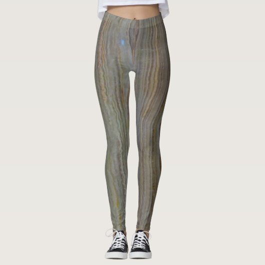 Gemstone Poled Onyx Verticaal gestreept Leggings (Voorkant)