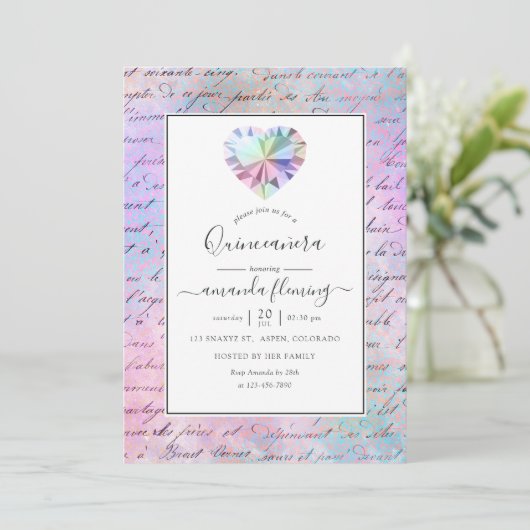 Gemstone Quinceañera Kaart (Staand voorkant)