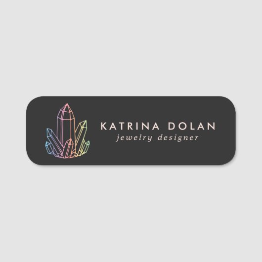 Gemstone Rainbow Quartz Crystal Business Logo Naamplaatje (Voorkant)