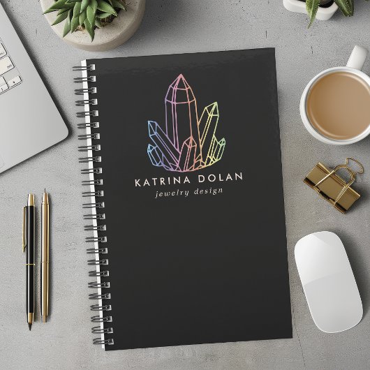 Gemstone Rainbow Quartz Crystal Business Logo Planner