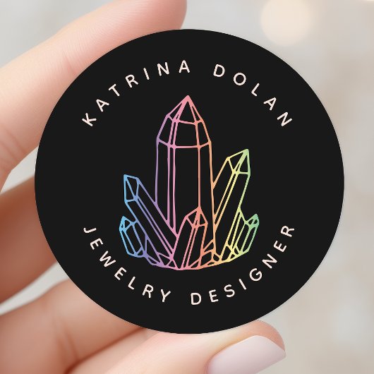 Gemstone Rainbow Quartz Crystal Business Logo Ronde Sticker