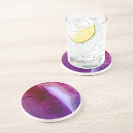 Gemstone-reeks - Agate in Paars 2 Zandsteen Onderzetter (Zijkant)