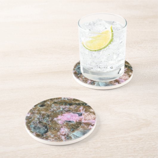 Gemstone-reeks - Donkerroze en groene bruinkool Zandsteen Onderzetter (Zijkant)