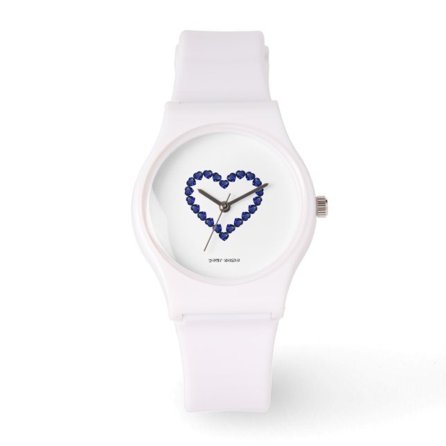 Gemstone Sapphire Blue Heart Horloge (Voorkant)