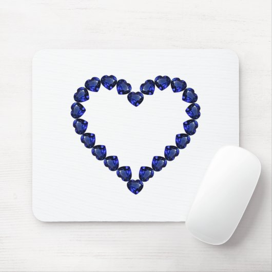 Gemstone Sapphire Blue Heart Muismat (Met muis)