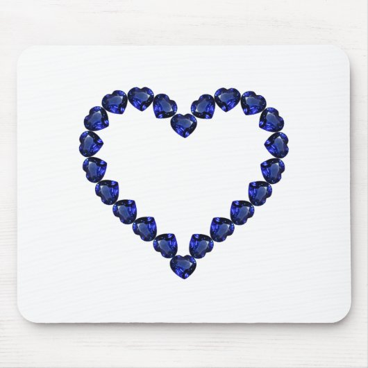 Gemstone Sapphire Blue Heart Muismat (Voorkant)