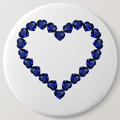 Gemstone Sapphire Blue Heart Ronde Button 6,0 Cm (Voorkant)