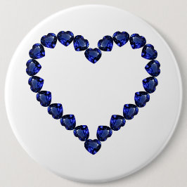 Gemstone Sapphire Blue Heart Ronde Button 6,0 Cm