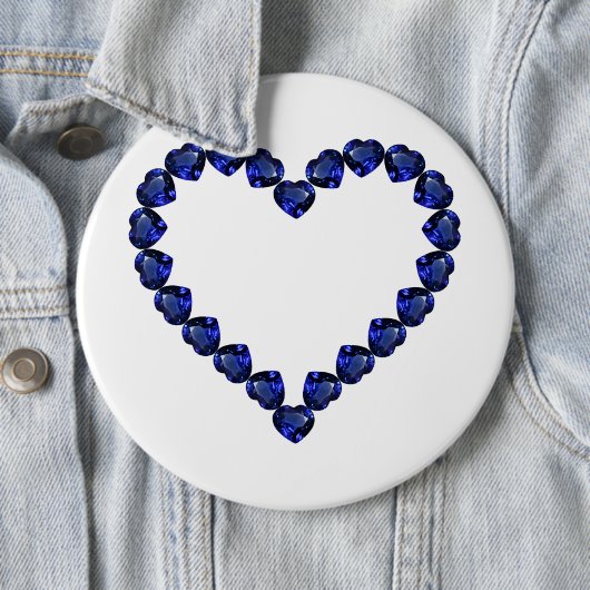 Gemstone Sapphire Blue Heart Ronde Button 6,0 Cm (In situ)