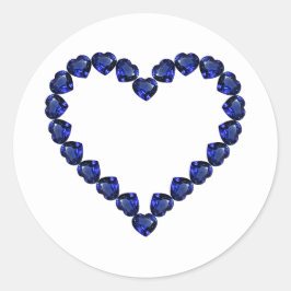 Gemstone Sapphire Blue Heart Ronde Sticker