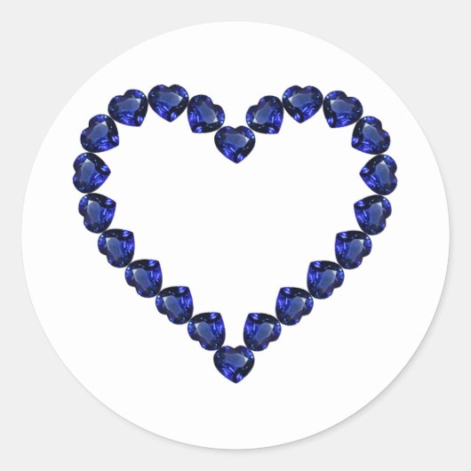 Gemstone Sapphire Blue Heart Ronde Sticker (Voorkant)