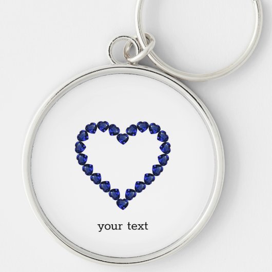 Gemstone Sapphire Blue Heart Sleutelhanger (Voorkant)