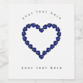 Gemstone Sapphire Blue Heart Wijn Etiket (Enkel label)
