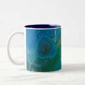 Gemstone Swirled Vivid Blue Green gepolijst gem Tweekleurige Koffiemok (Links)