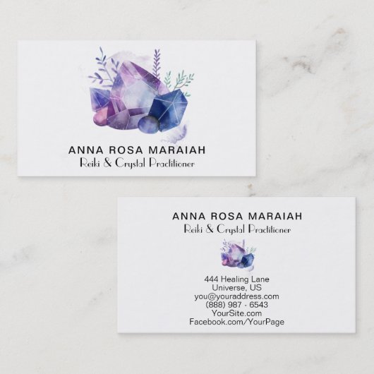* Gemstone Waterverf Universe Reiki Crystal Gem Visitekaartje (Voorkant / Achterkant)
