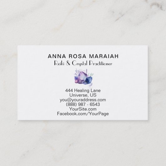 * Gemstone Waterverf Universe Reiki Crystal Gem Visitekaartje (Achterkant)