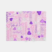 Gemstones hearts custom name pastel pink purple fleece deken (Voorkant (Horizontaal))
