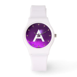 GEMSTONOGRAM, AFGEDRUKT PAARS AMETHYST HORLOGE