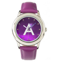 GEMSTONOGRAM, AFGEDRUKT PAARS AMETHYST HORLOGE