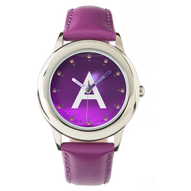 GEMSTONOGRAM, AFGEDRUKT PAARS AMETHYST HORLOGE (Voorkant)