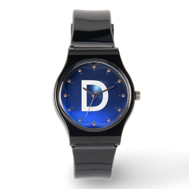 GEMSTONOGRAM VAN DRUKTE BLAUWE TOPAZ HORLOGE (Voorkant)