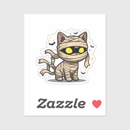 Gemummificeerd Kat – Glowing Eyes Halloween Vinyl Sticker (Vel)