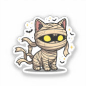 Gemummificeerd Kat – Glowing Eyes Halloween Vinyl Sticker (Voorkant)