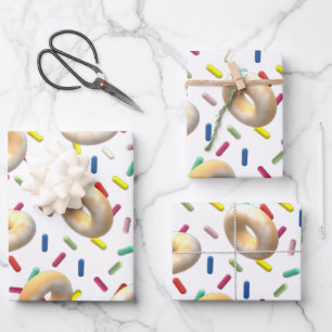 Gemustde Donuts en regenboogsprinken Inpakpapier Vel