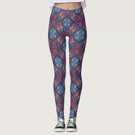 Gemusterd groen leggings (Voorkant)