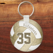 gemuteerd goud gepersonaliseerde girale volleybal sleutelhanger (Voorkant)