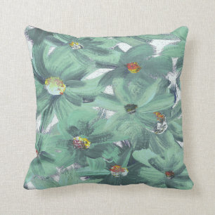 Gemuteerde Aqua Groene Gedekte Bloemen om het even Kussen