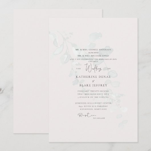 Gemuteerde eucalyptus Bord Blush Beide ouders brui Kaart (Voorkant / Achterkant)