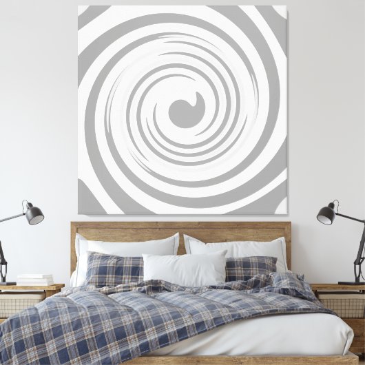 Gemuteerde moderne cirkels in grijze canvas afdruk (Insitu (Slaapkamer))